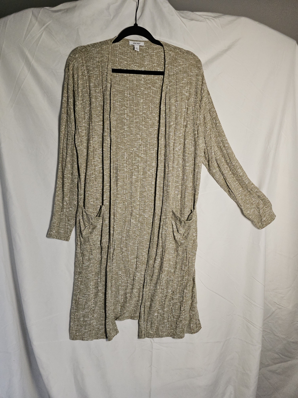 Lightweight Beige Green Open-Front Women's Cardigan